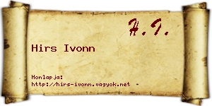 Hirs Ivonn névjegykártya